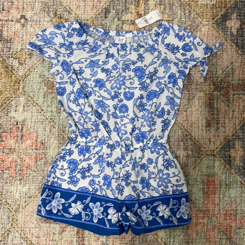 New Gap Kids‎ Blue Talavera Floral Paisley Romper (size XS 4/5)